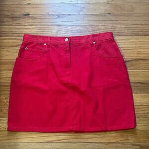 Classic Bill Blass Red Denim Jean Skirt – Women’s Size 16P Chic